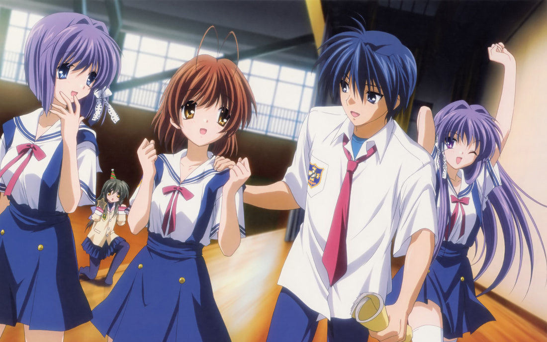 Clannad. Nagisa had to quit her job and Tomoya worked so much